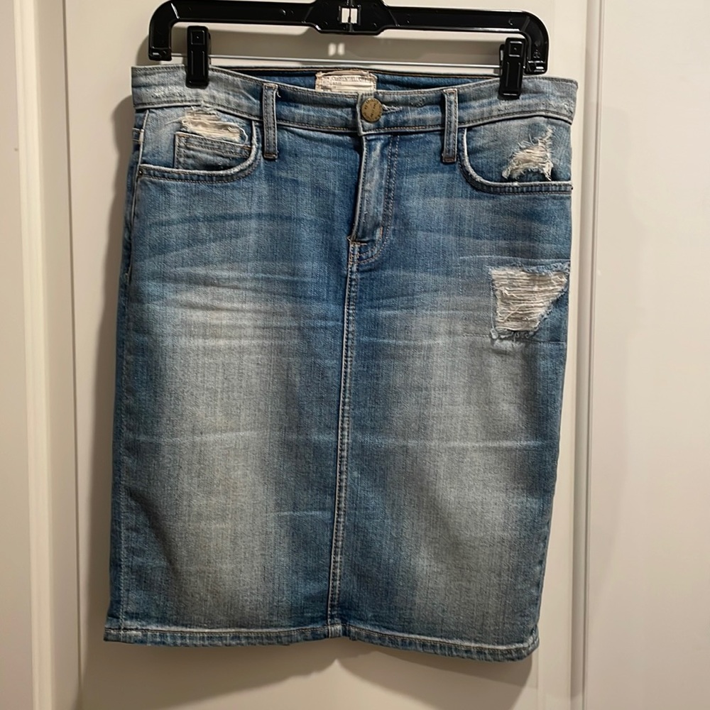 Current Elliott blue pencil jean skirt with destroy. Size 27. Good condition.